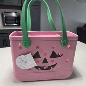 BOGG BAG Pink and Green Jack-o'-Lantern Tote